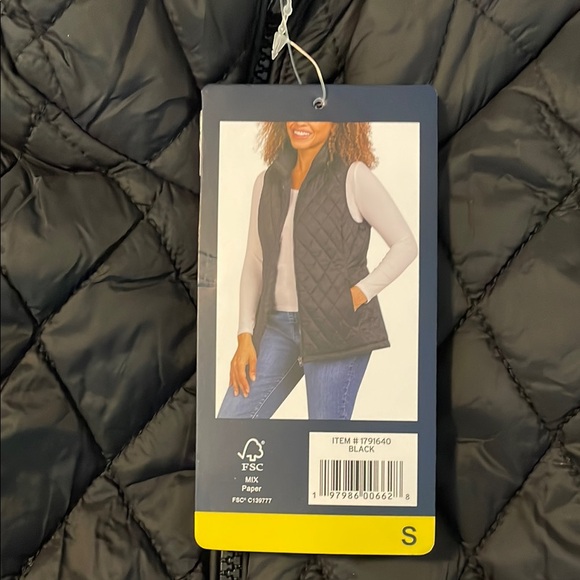 Lands' End Black Quilted Vest with Stand-Up Collar - Picture 6 of 9